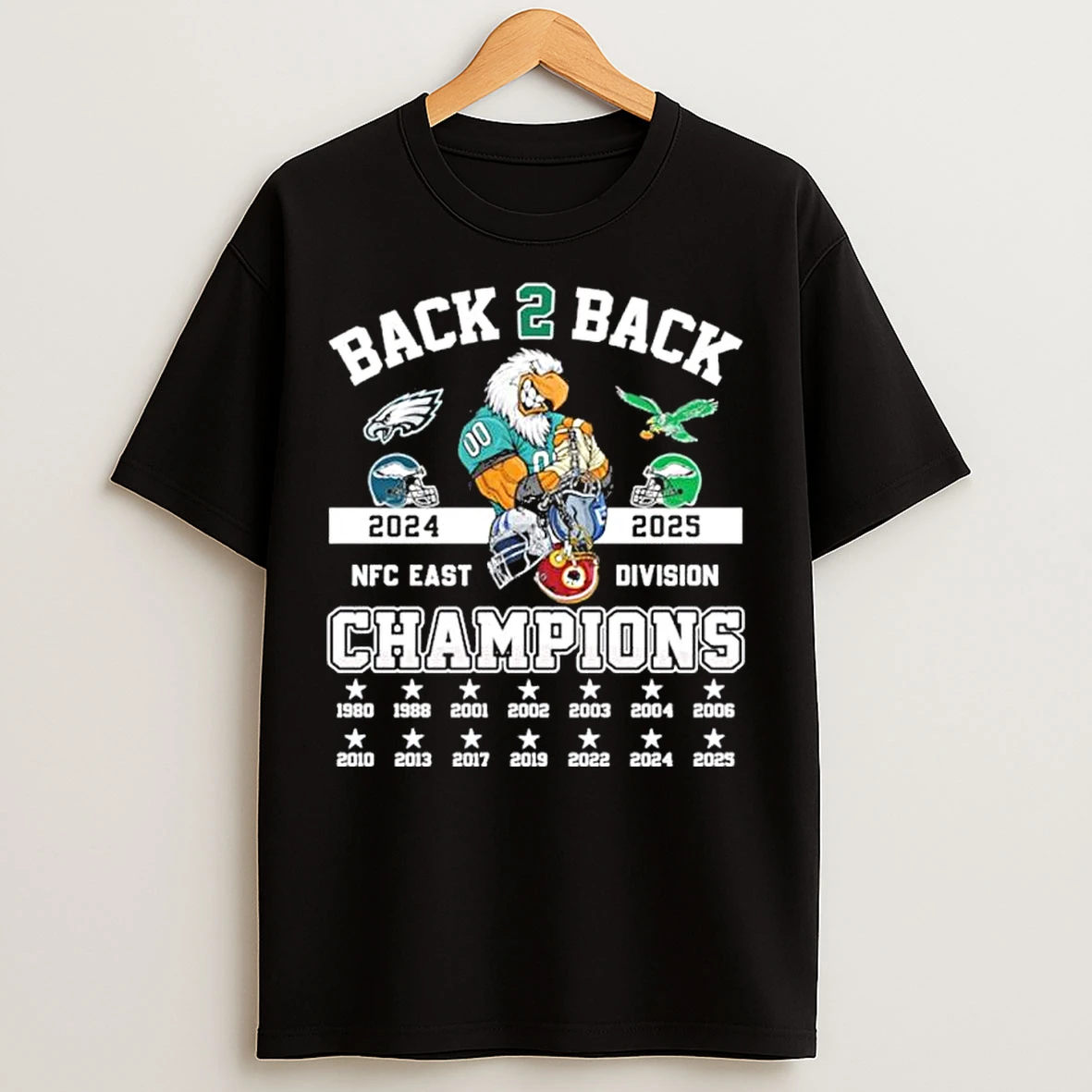 Classic Back 2 Back Nfc East Division Champions Philadelphia Eagles Mascot T Shirts