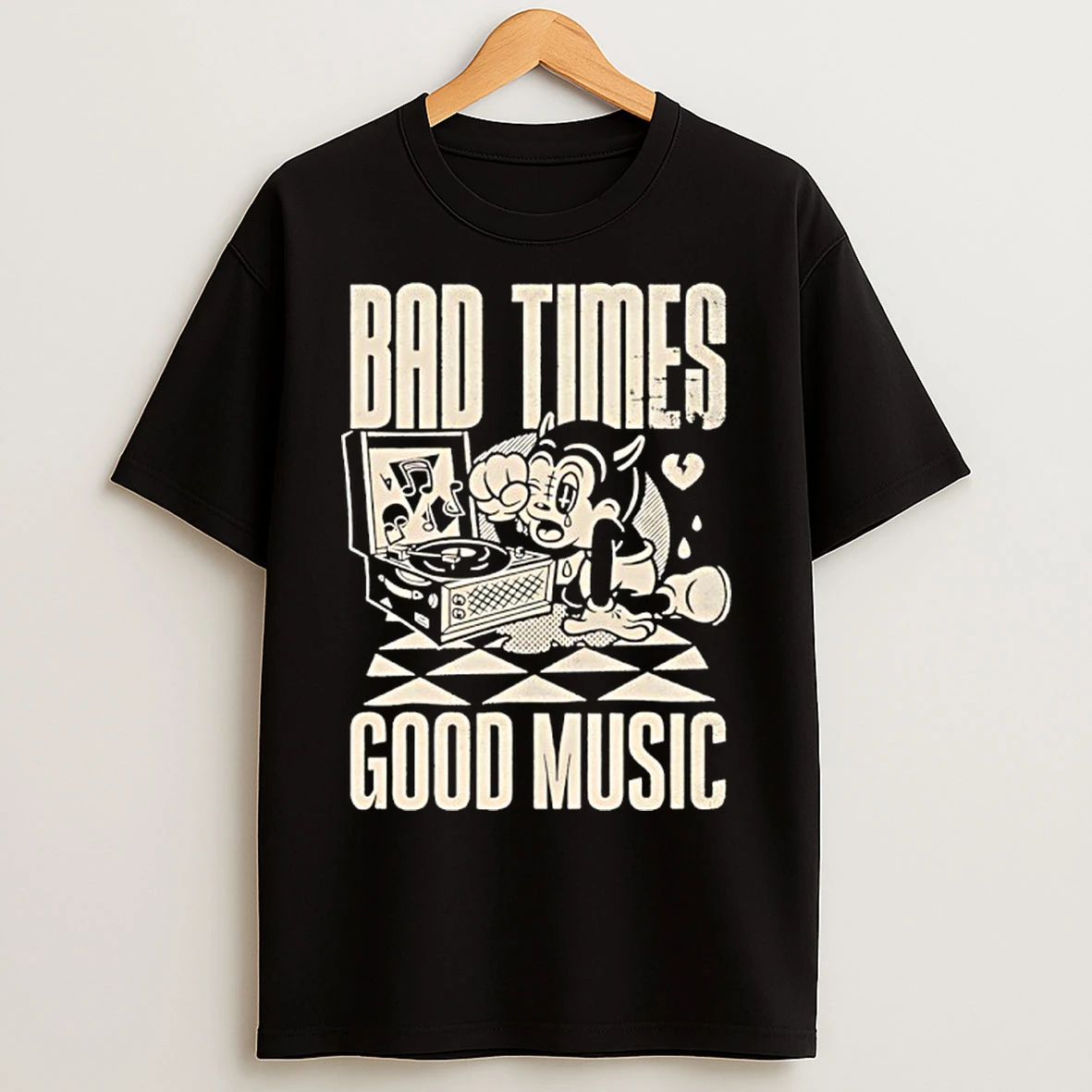 Classic Bad Times Good Music Cartoon Vintage T Shirts
