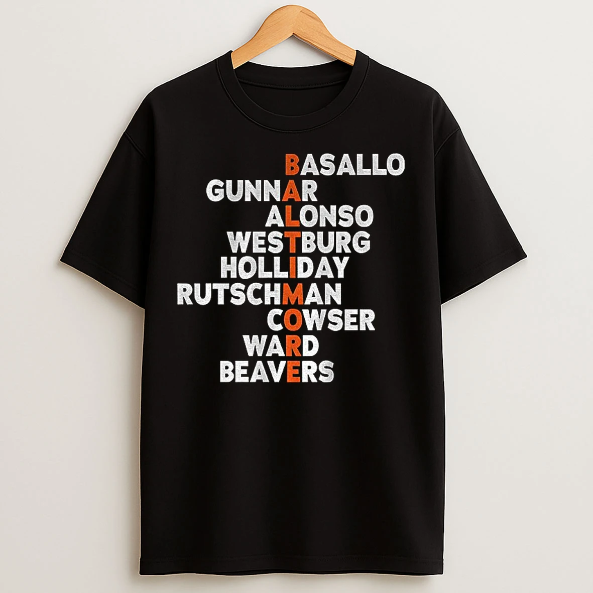Classic Baltimore Orioles Baseball Names 2026 Basallo Gunnar Alonso Westburg Mlb T Shirts