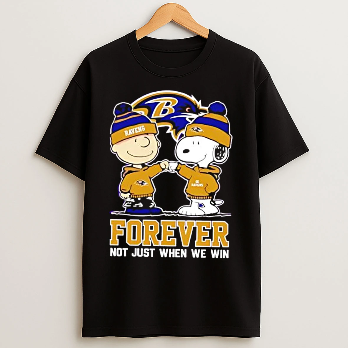 Classic Baltimore Ravens Charlie Brown And Snoopy Forever Not Just When We Win T Shirts