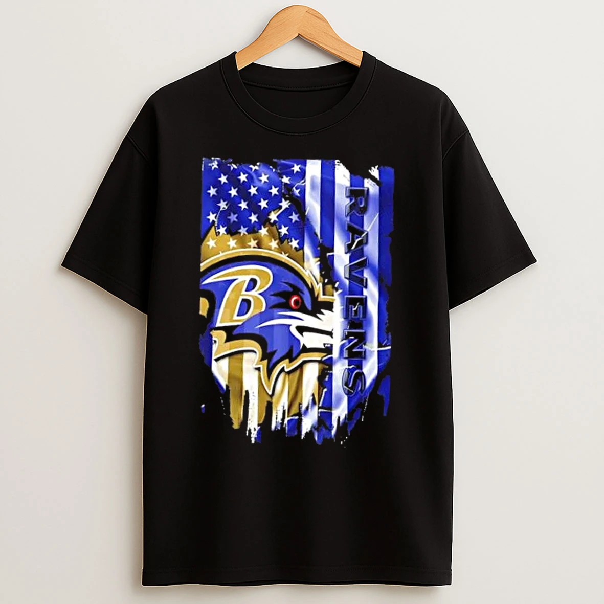 Classic Baltimore Ravens Football X American Flag T Shirts