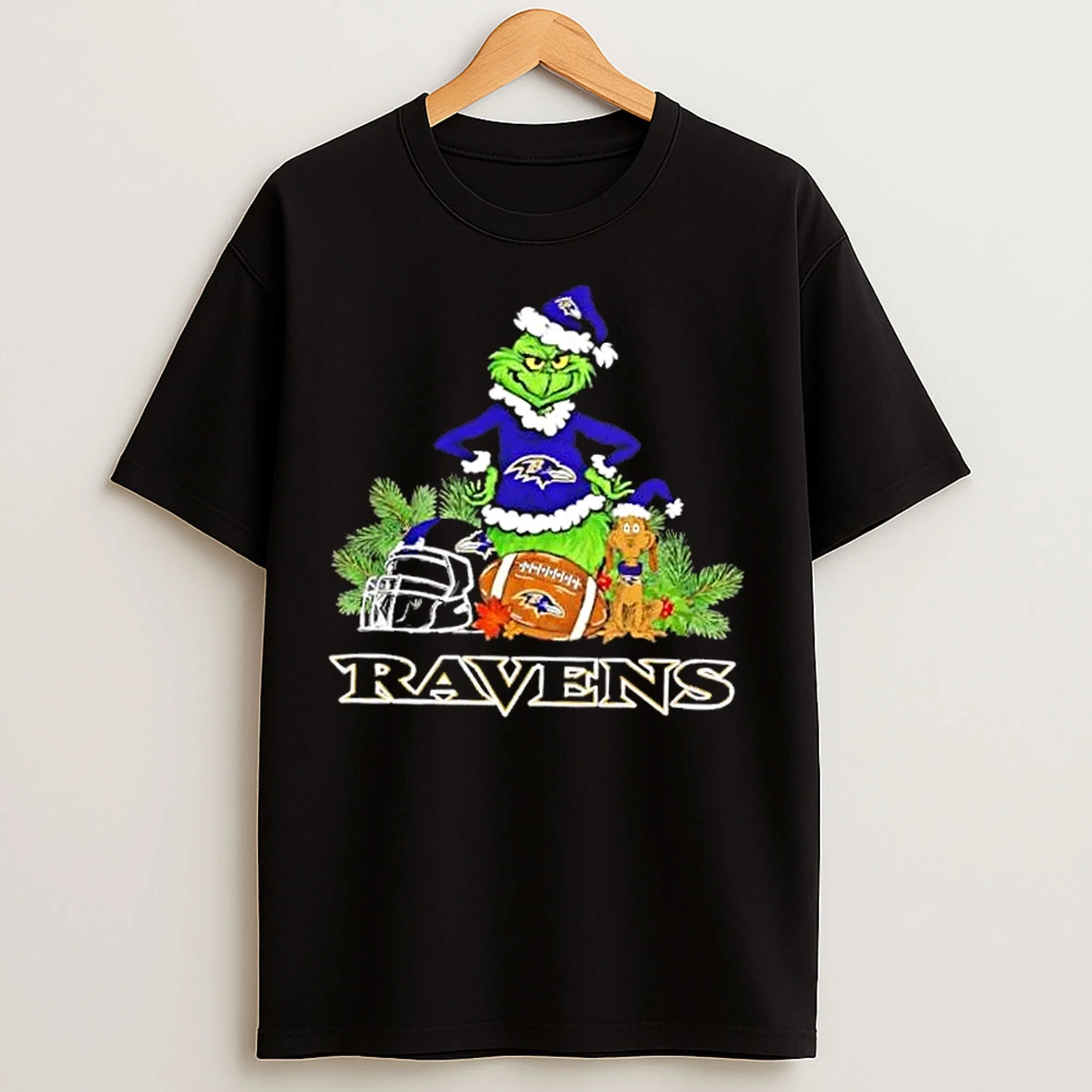 Classic Baltimore Ravens Football X Grinch Merry Christmas Graphic T Shirts