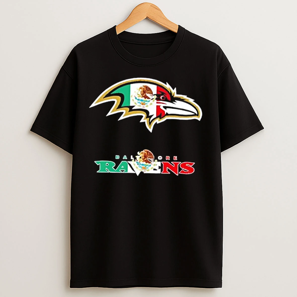 Classic Baltimore Ravens Football X Mexican Flag Logo T Shirts