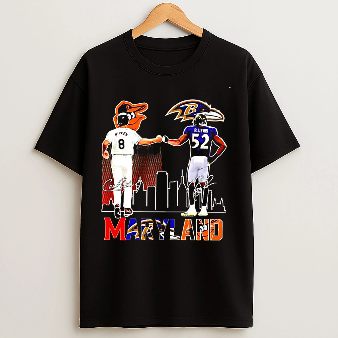 Classic Baltimore Ravens And Orioles Legends Cal Ripken Jr And Ray Lewis Signatures Graphic T Shirts