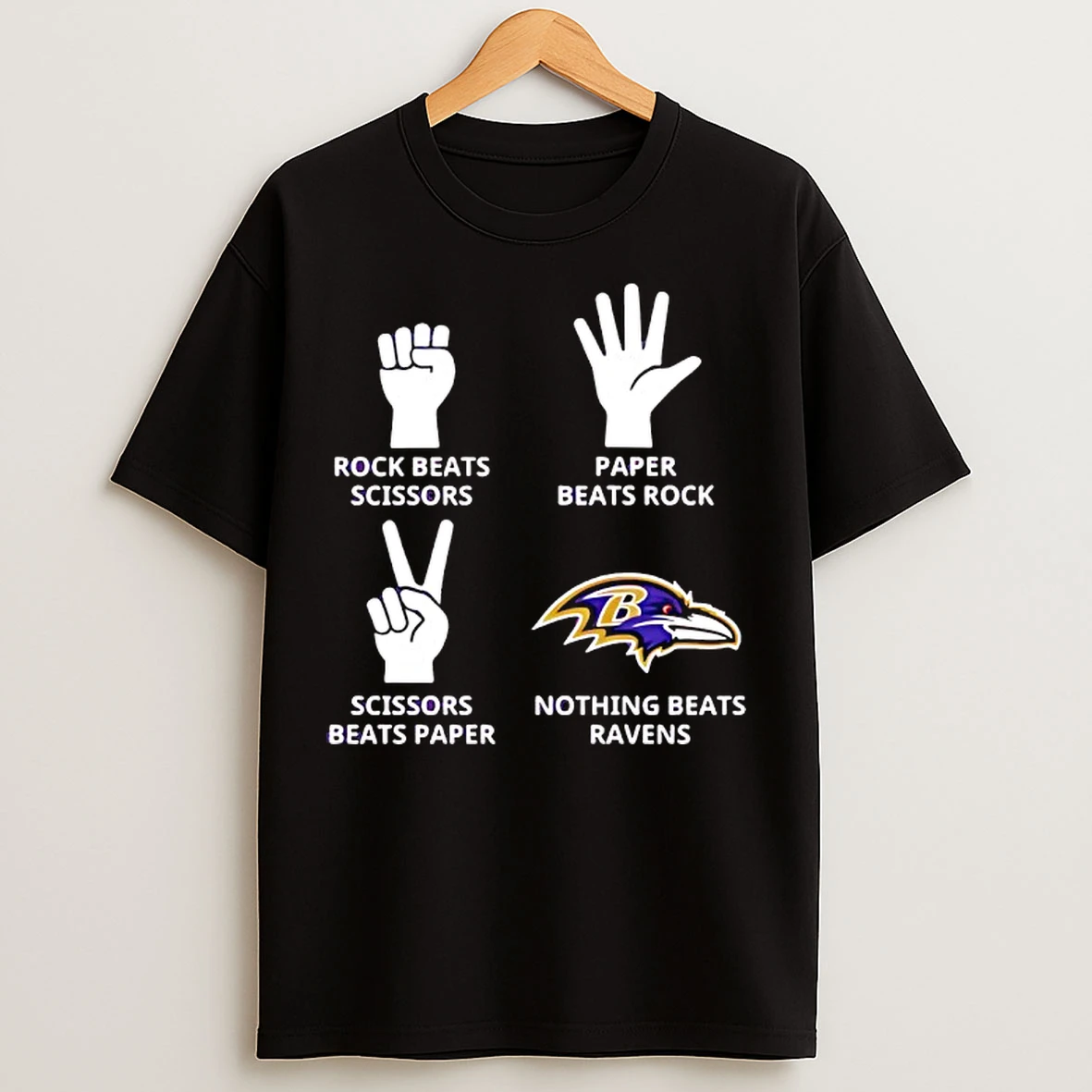 Classic Baltimore Ravens Nothing Beats Rock Beats Scissors Paper Beats Rock Scissors Beats Paper T Shirts