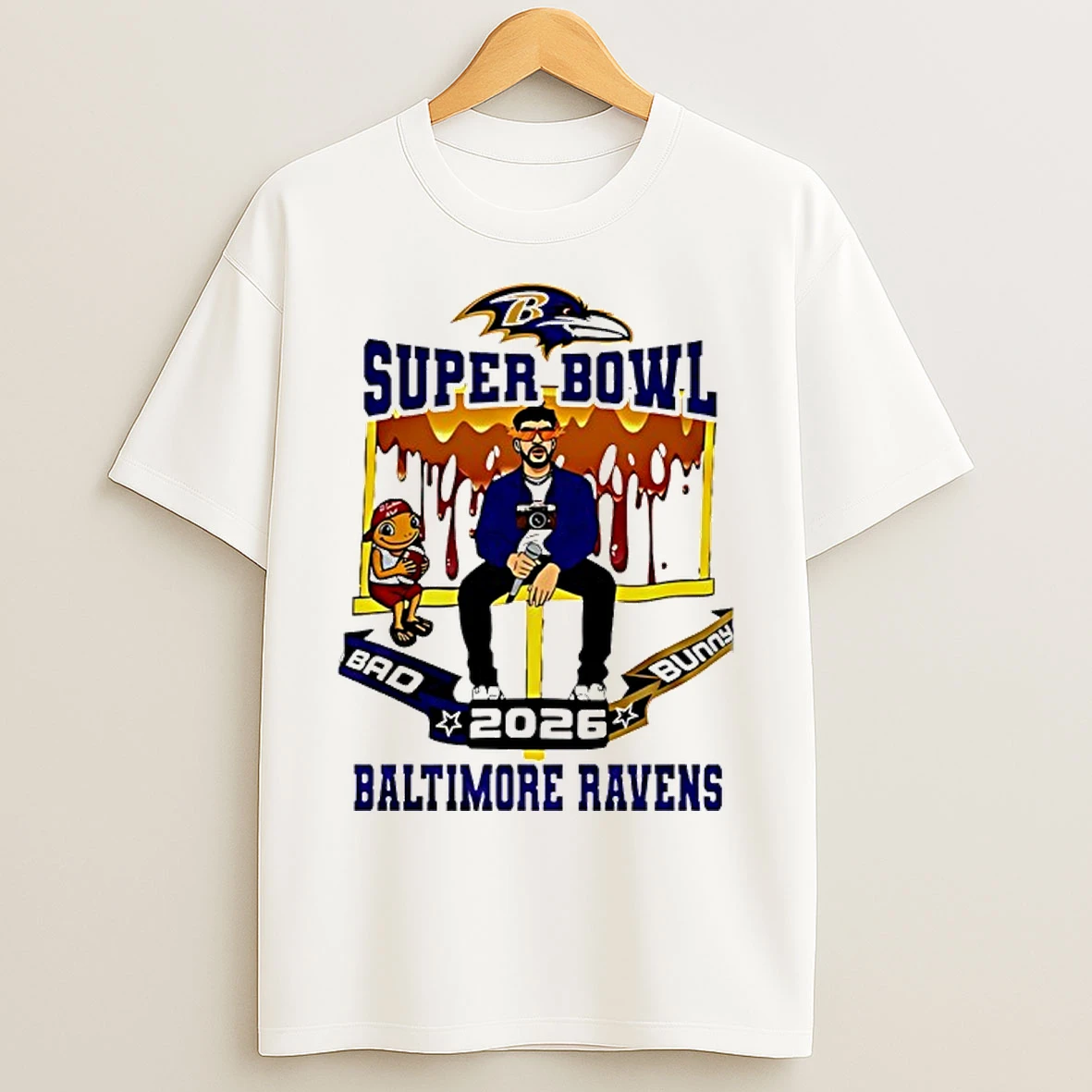Classic Baltimore Ravens X Bad Bunny Super Bowl 2026 T Shirts