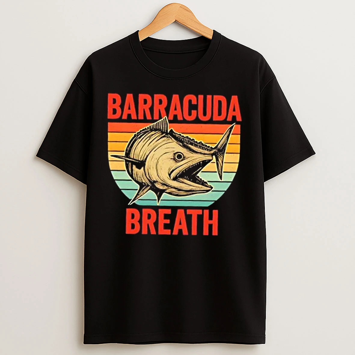Classic Barracuda Breath Funny Fishing Vintage T Shirts