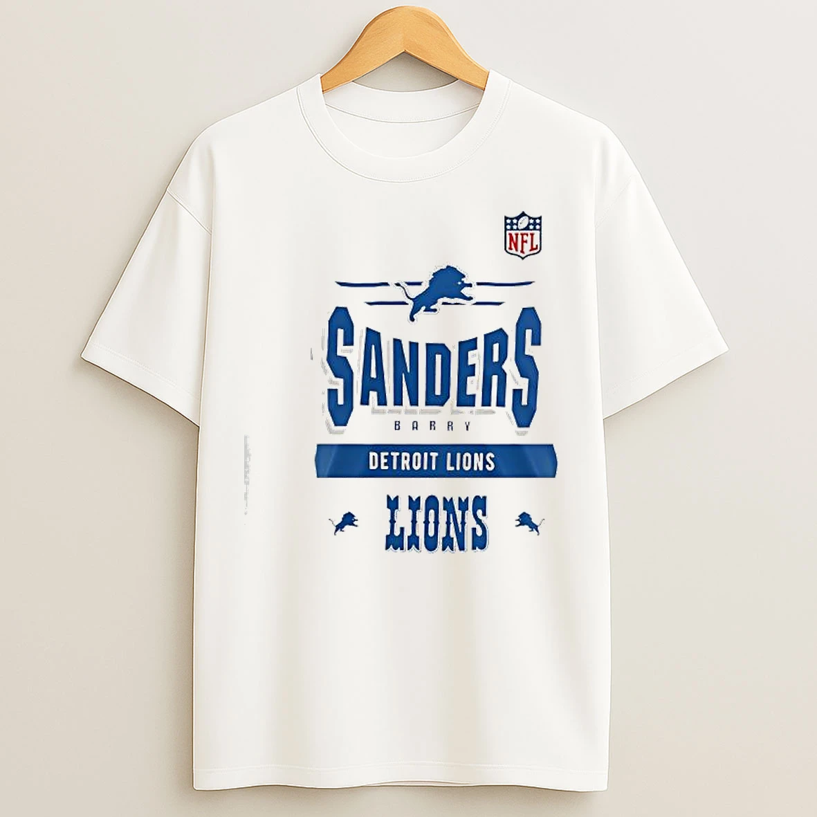 Classic Barry Sanders Detroit Lions Name Number Team Origins Vintage Logo T Shirts