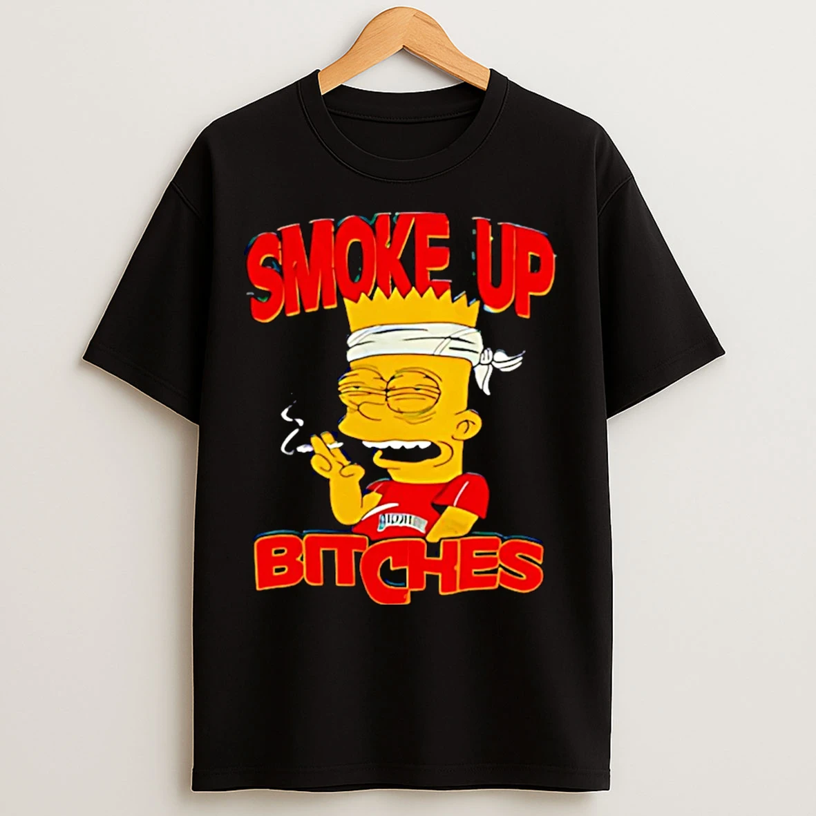 Classic Bart Simpson Bloodshot Smoke Up Bitches Christmas T Shirts