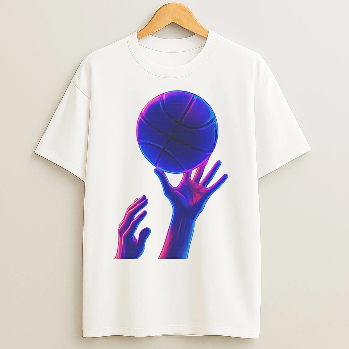 Classic Basketball Hands Neon Vaporwave Graphic T Shirts
