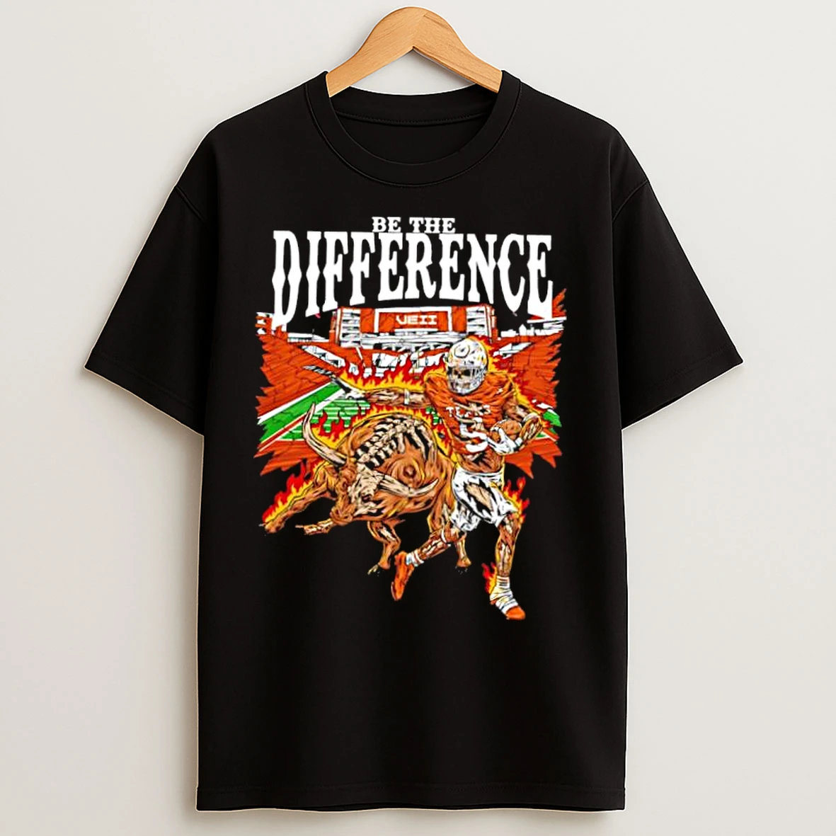 Classic Be The Difference Texas Skeleton Player 3 Running From Flaming Bull Stadium T Shirts