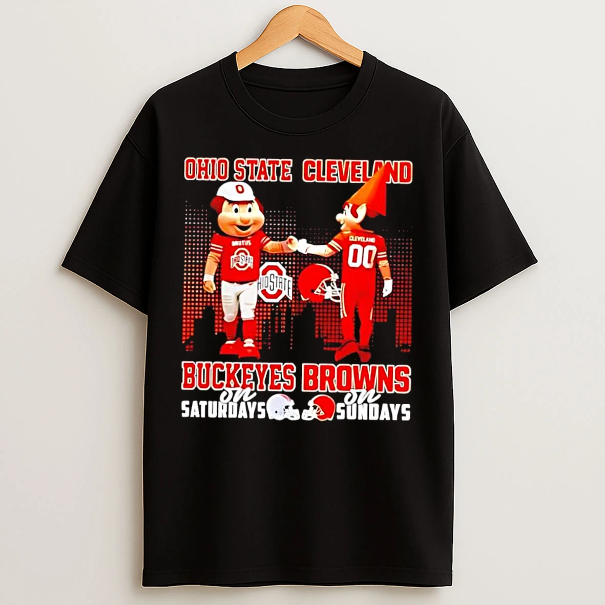 Classic Best Ohio State Buckeyes On Saturdays Vs Cleveland Browns On Sundays Mascot Skyline T Shirts