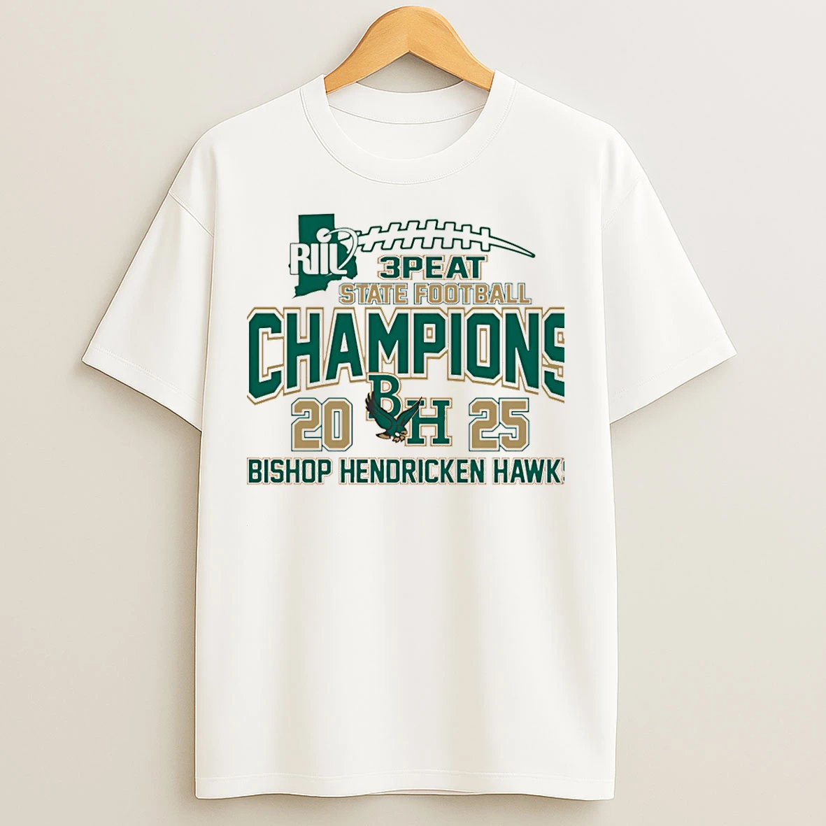 Classic Bishop Hendricken Hawks Riil 3 Peat State Football Champions 2025 Christmas T Shirts