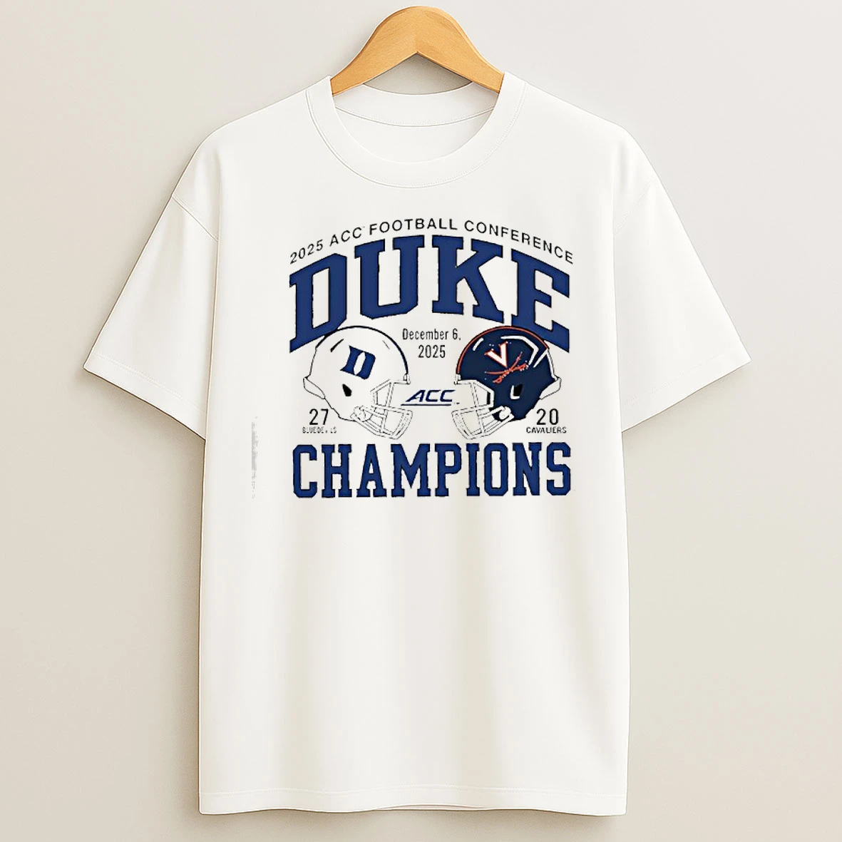 Classic Blue Devil Vs Cavaliers Duke 2025 Acc Football Champs Score T Shirts