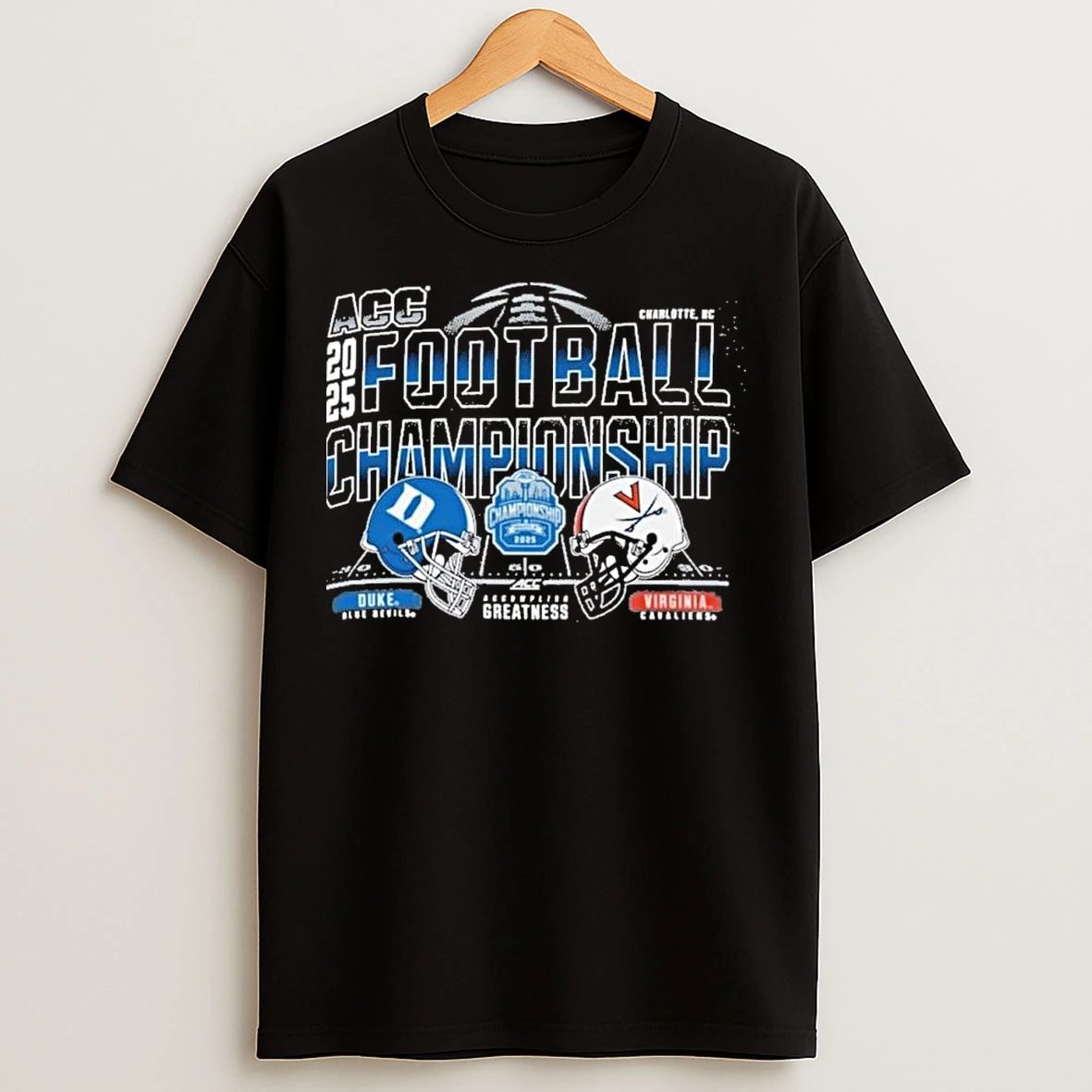 Classic Blue Devils Vs Cavaliers 2025 Acc Football Championship Helmet T Shirts