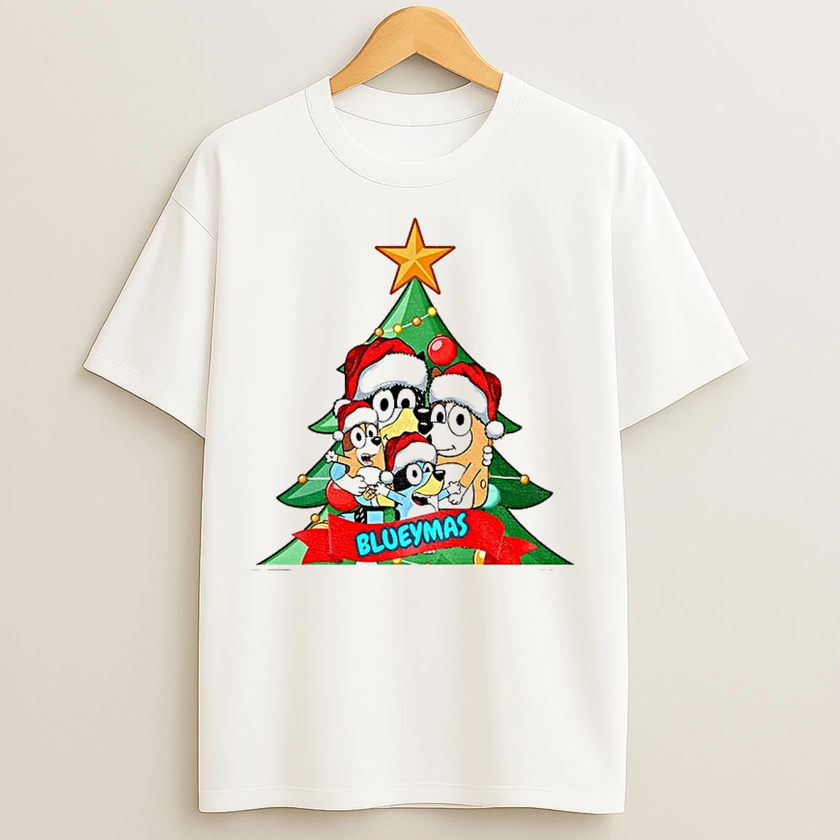 Classic Bluey Family Christmas Tree Blueymas Merry Christmas T Shirts