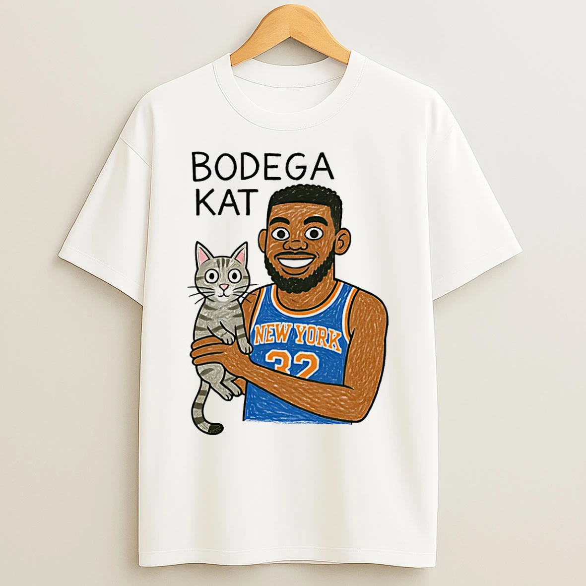 Classic Bodega Kat Karl Anthony Towns New York Knicks Cartoon T Shirts