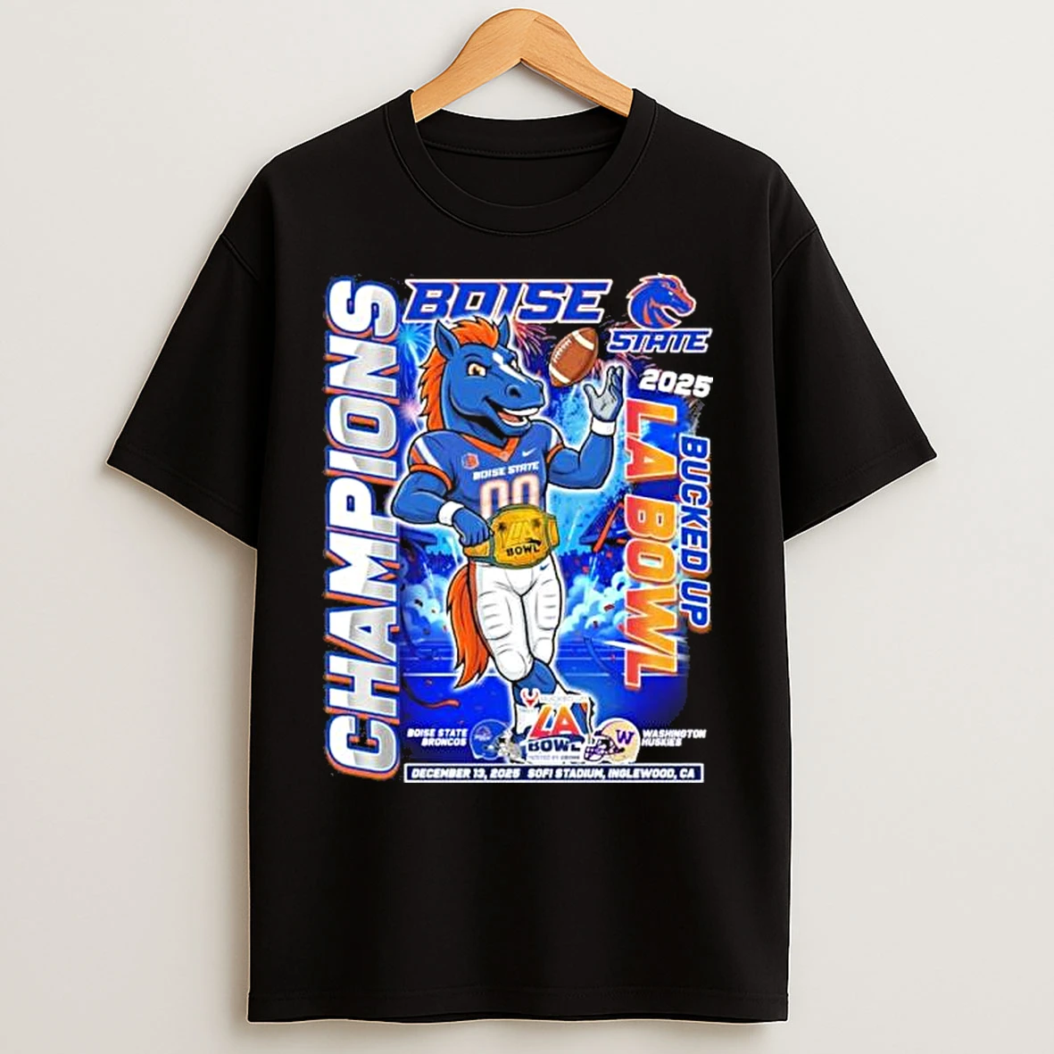 Classic Boise State Broncos Mascot 2025 Bucked Up La Bowl Champions T Shirts