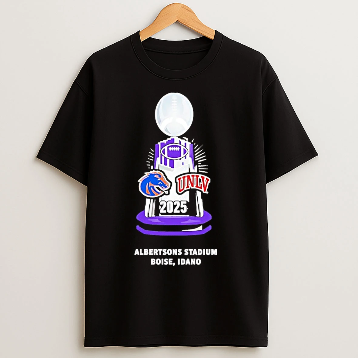 Classic Boise State Vs Unlv 2025 Mountain West Championship Mens Trophy T Shirts