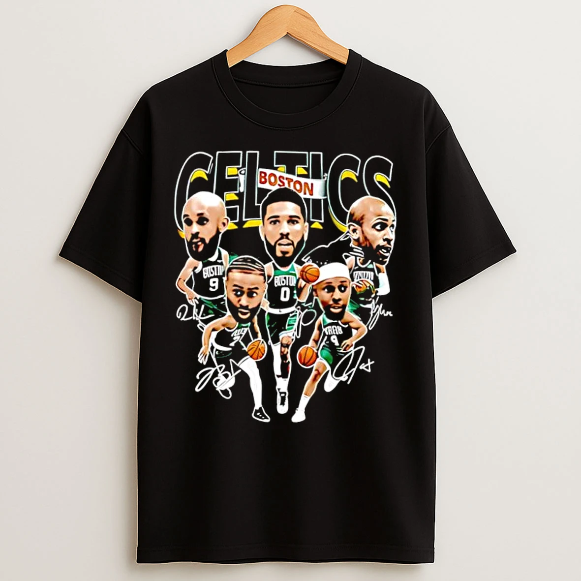 Classic Boston Basketball Big Head Cartoon T Shirts