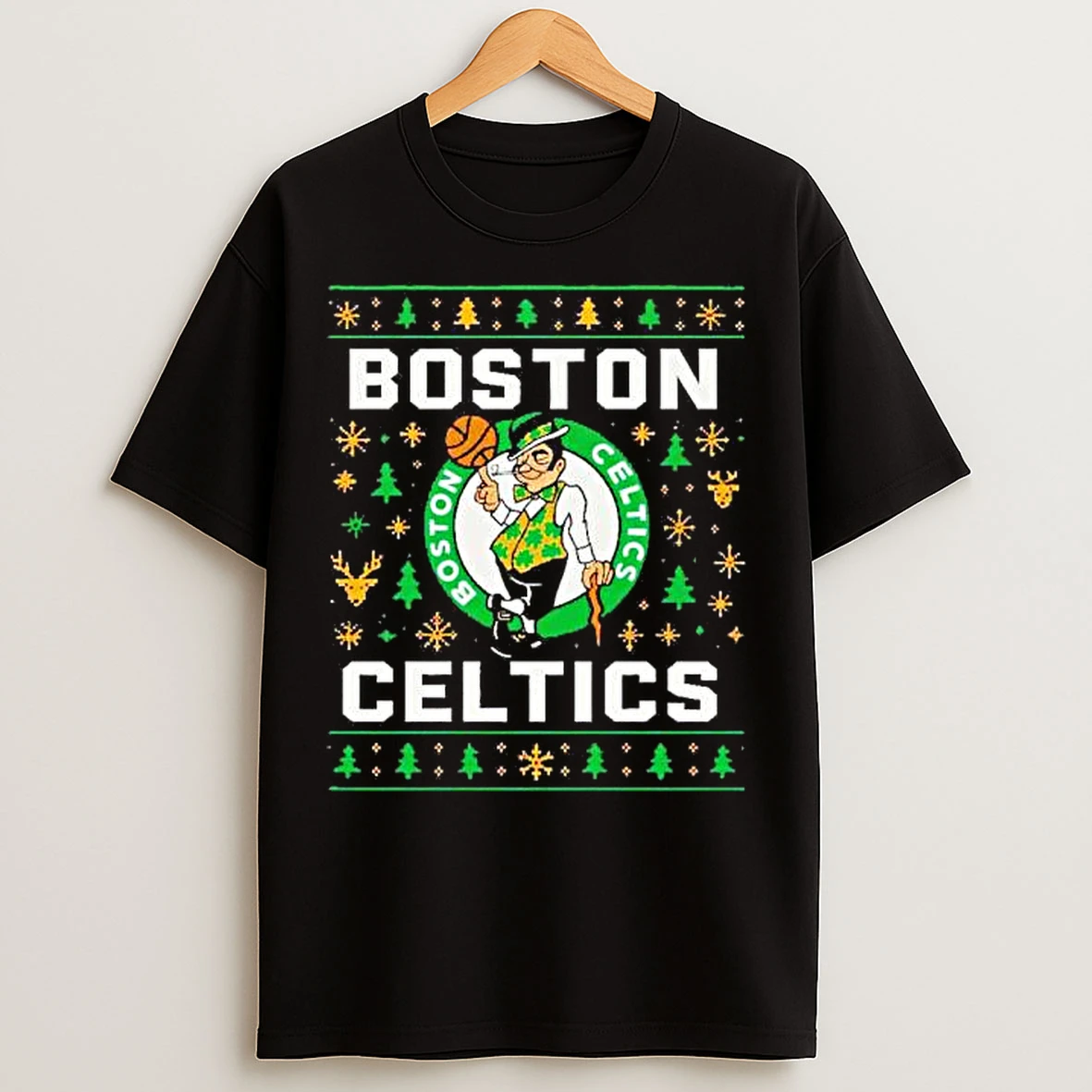 Classic Boston Celtics Basketball Team Ugly Christmas Logo T Shirts