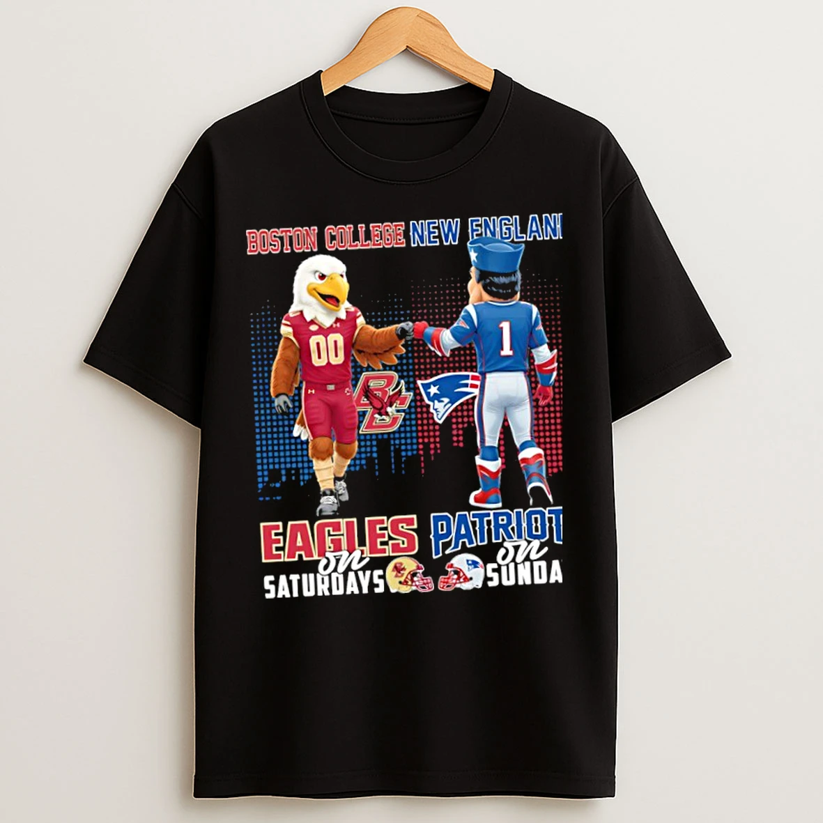 Classic Boston College Eagles On Saturdays X New England Patriots On Sundays Mascot T Shirts