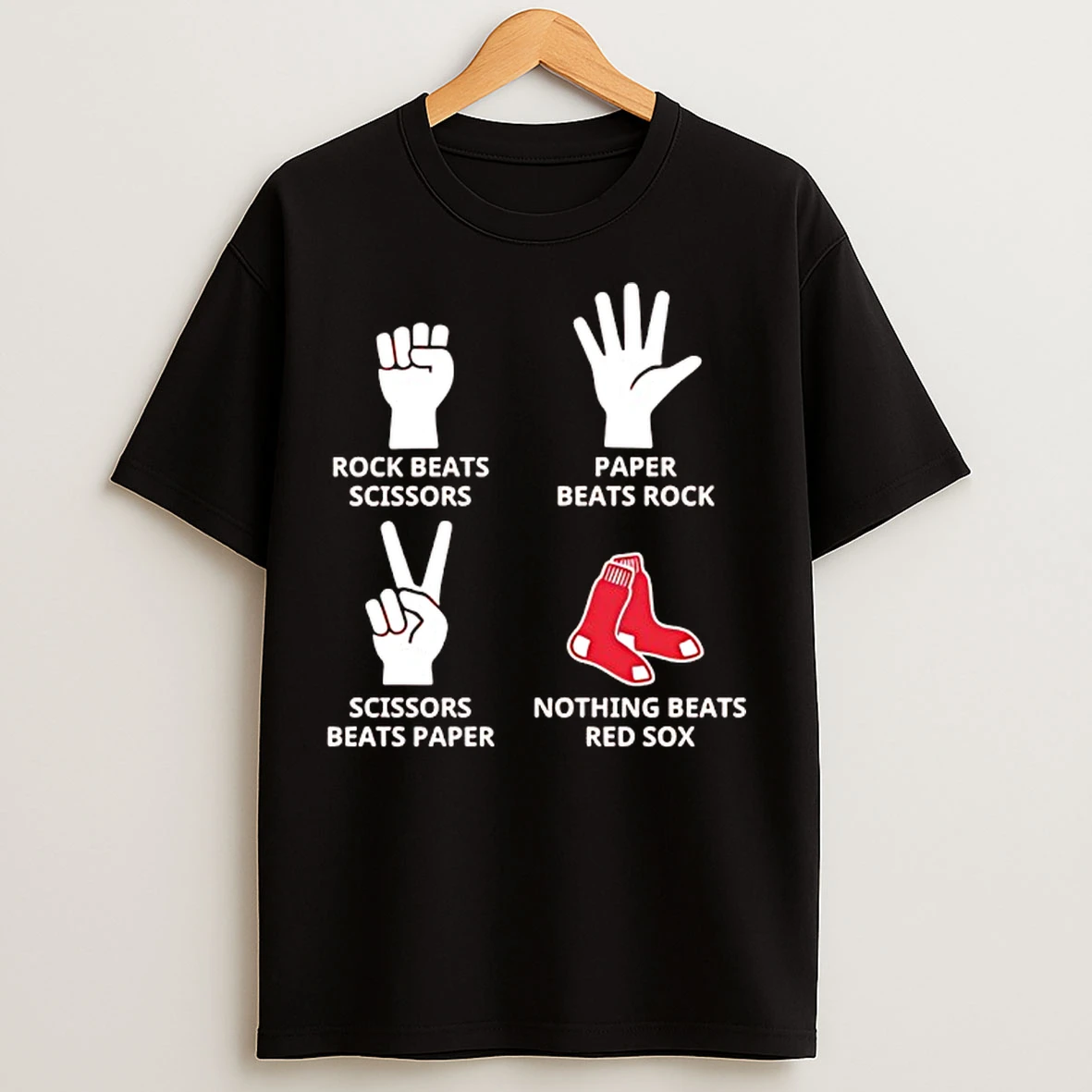 Classic Boston Red Sox Nothing Beats Rock Beats Scissors Paper Beats Rock Scissors Beats Paper T Shirts