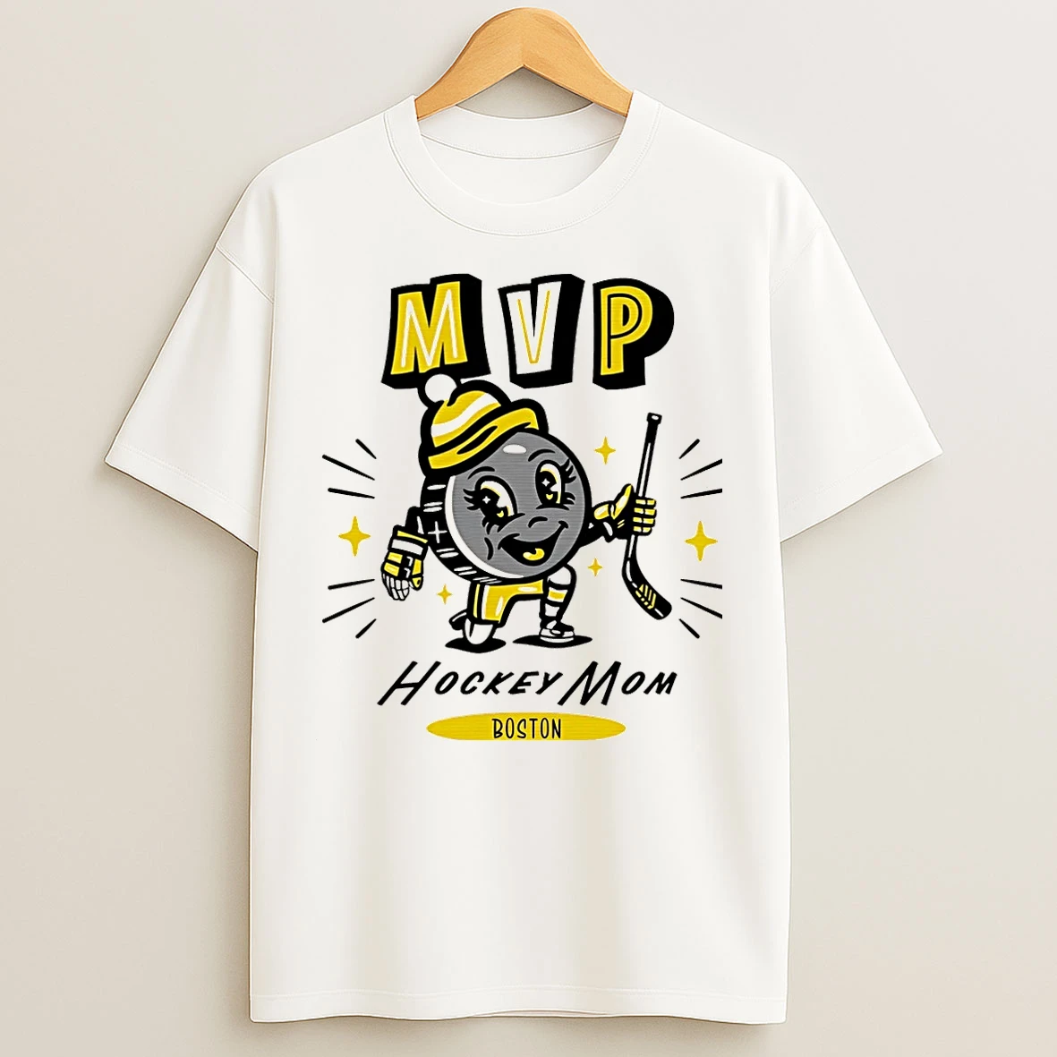 Classic Boston Hockey Mom Mvp 2025 Cartoon Christmas T Shirts