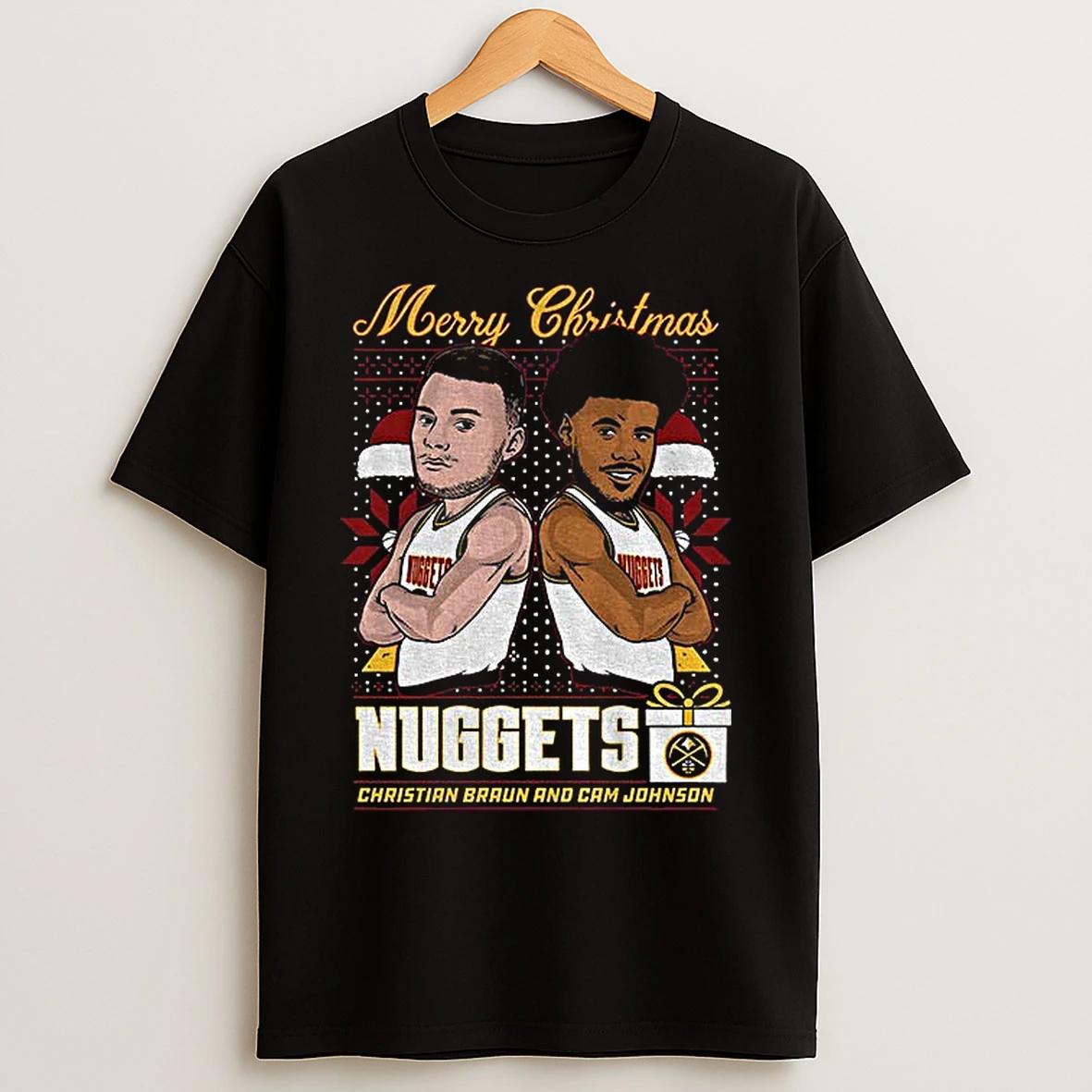 Classic Braun And Johnson Denver Nuggets Basketball Christmas Vintage T Shirts