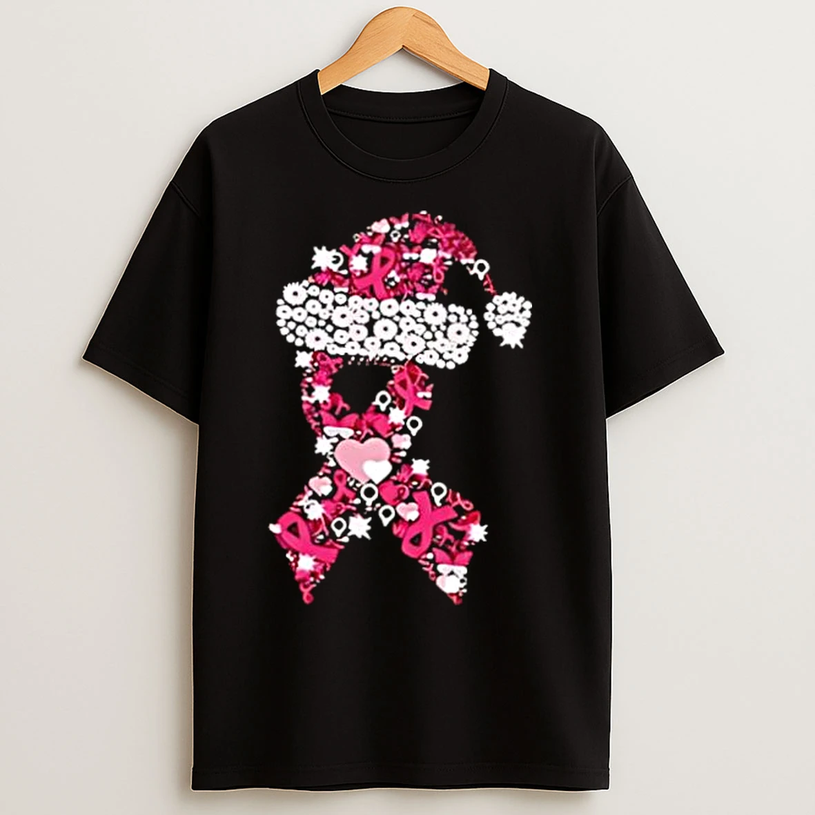 Classic Breast Cancer Ribbon Christmas Stylish T Shirts