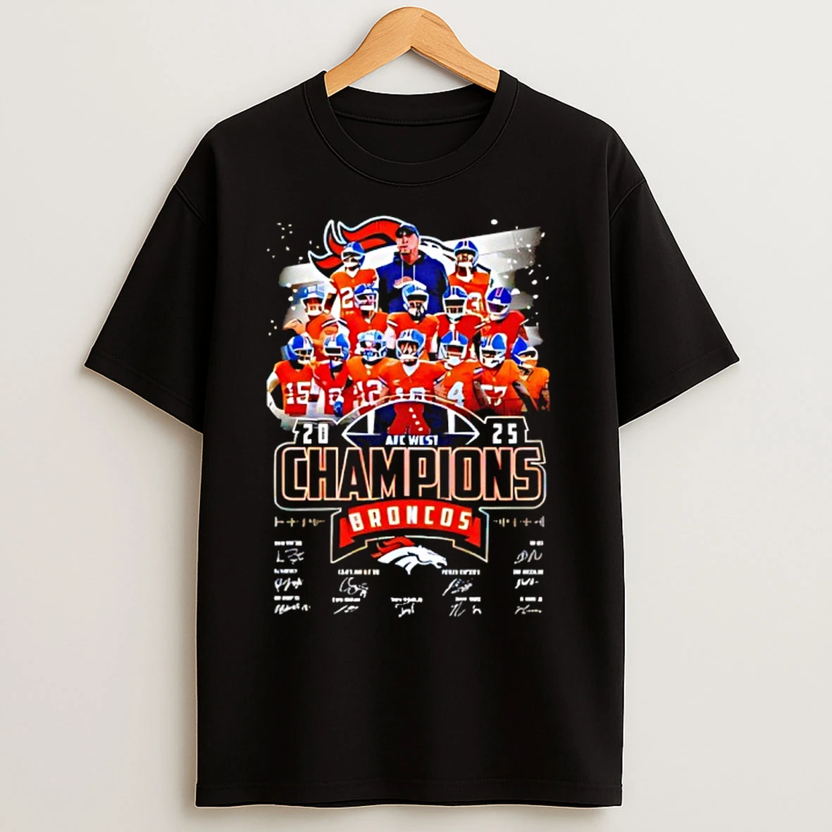 Classic Broncos 2025 Afc West Champions Signatures T Shirts