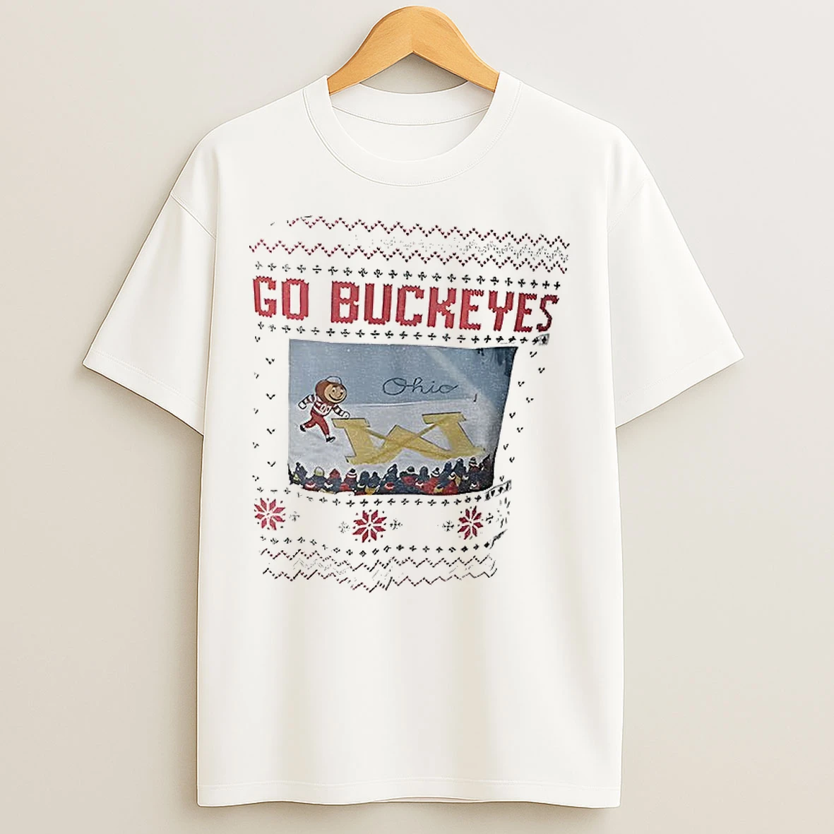 Classic Brutus Buckeye Ohio Snow Brutus Crosses Out Michigan Cartoon T Shirts