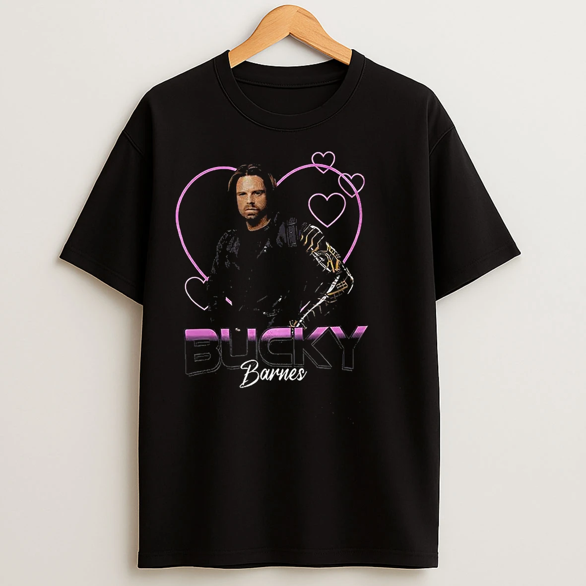 Classic Bucky Barnes Hearts Graphic T Shirts