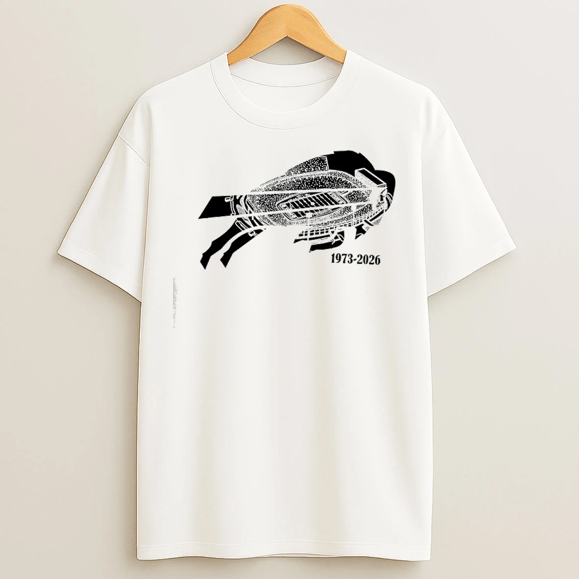 Classic Buffalo Bills 1973 2026 Stadium Shape Of A Buffalo Head Logo T Shirts