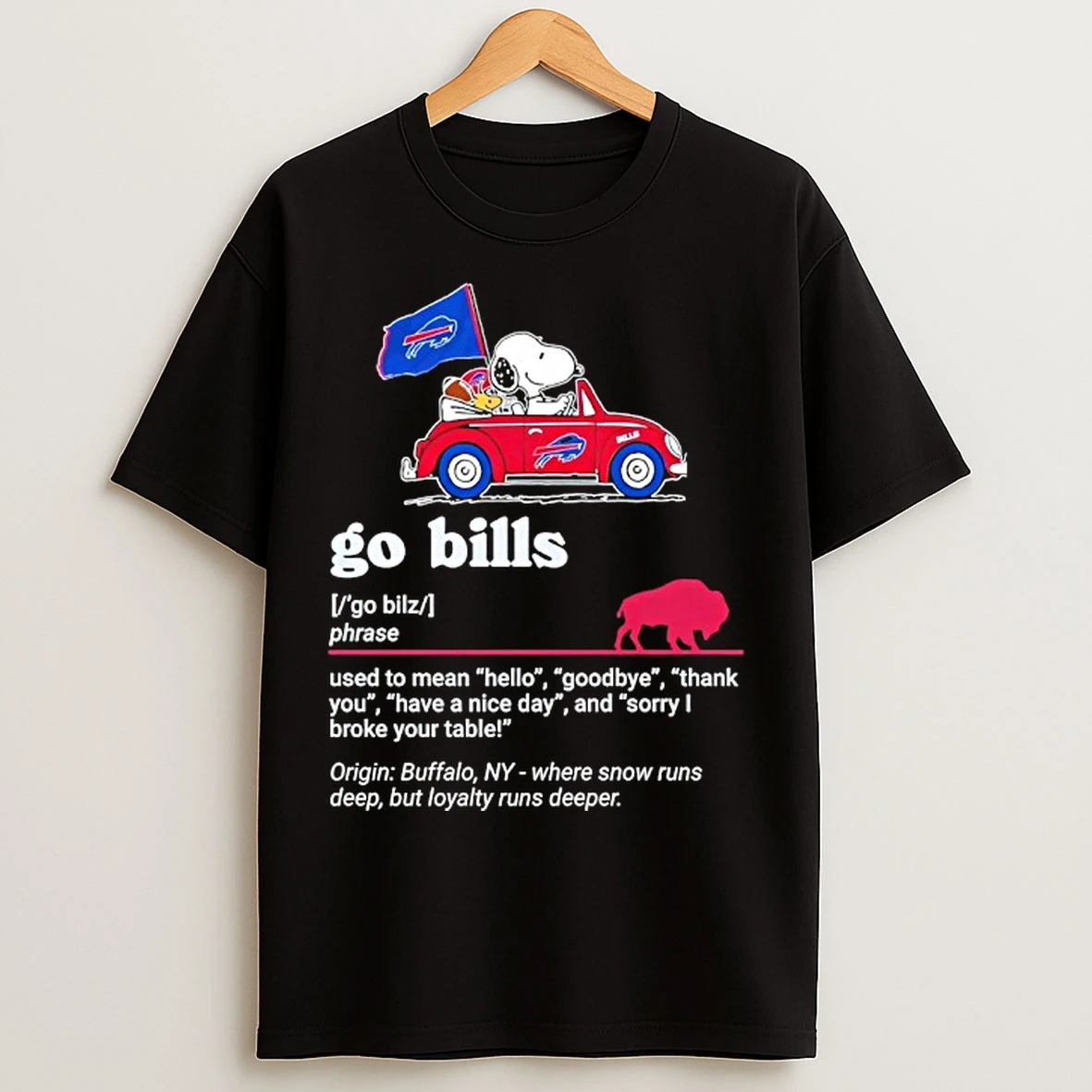 Classic Buffalo Bills X Snoopy And Woodstock Go Bills Driving Car T Shirts