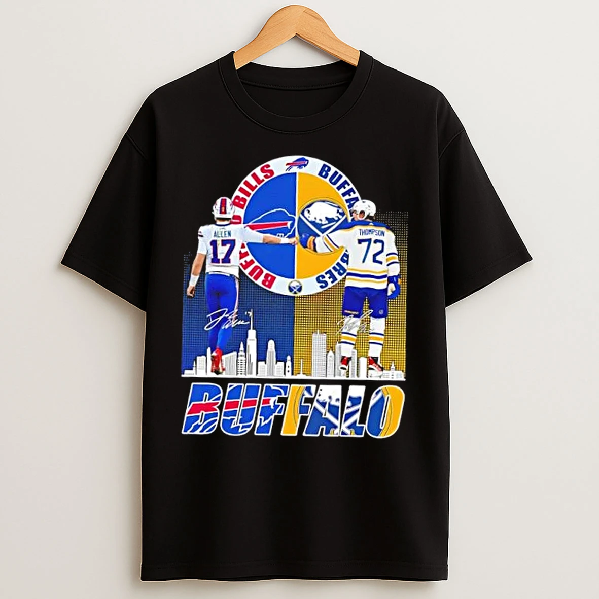 Classic Buffalo City Sports Allen Bills X Thompson Sabres Skyline T Shirts