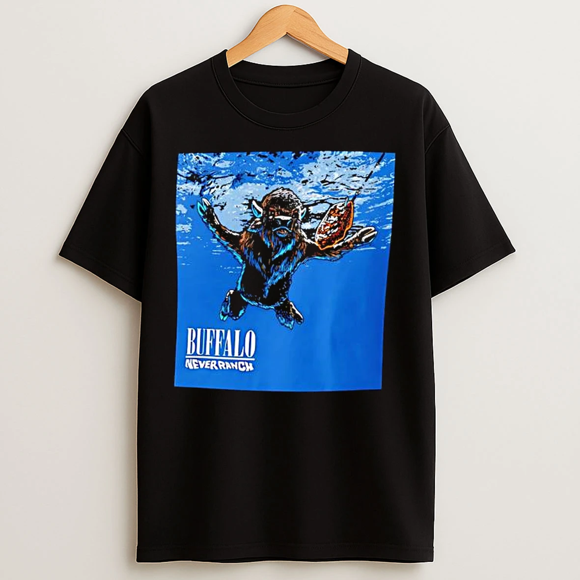 Classic Buffalo Never Ranch Buffalo Swimming Underwater T Shirts