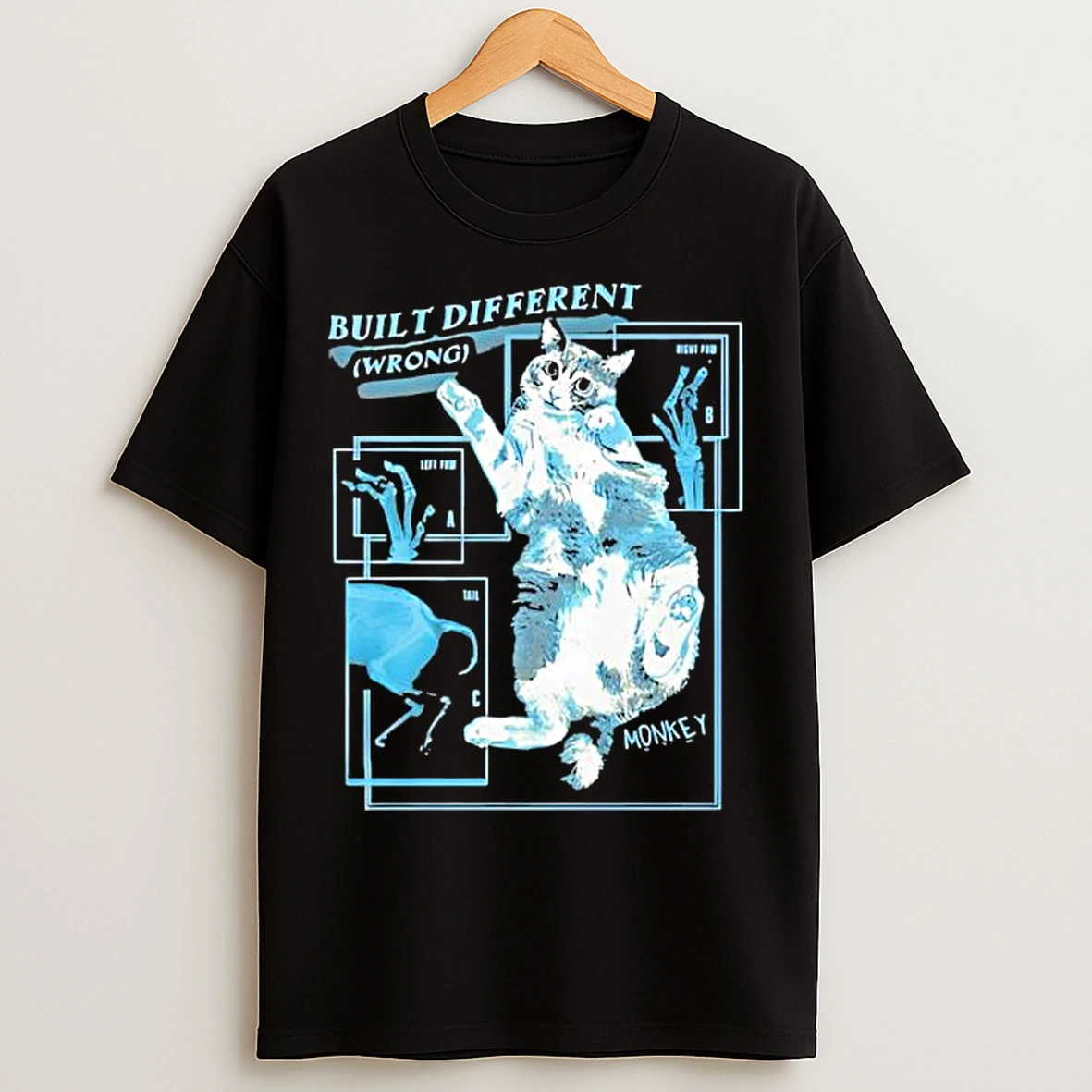 Classic Built Different Wrong Monkey Cat Collaboration T Shirts