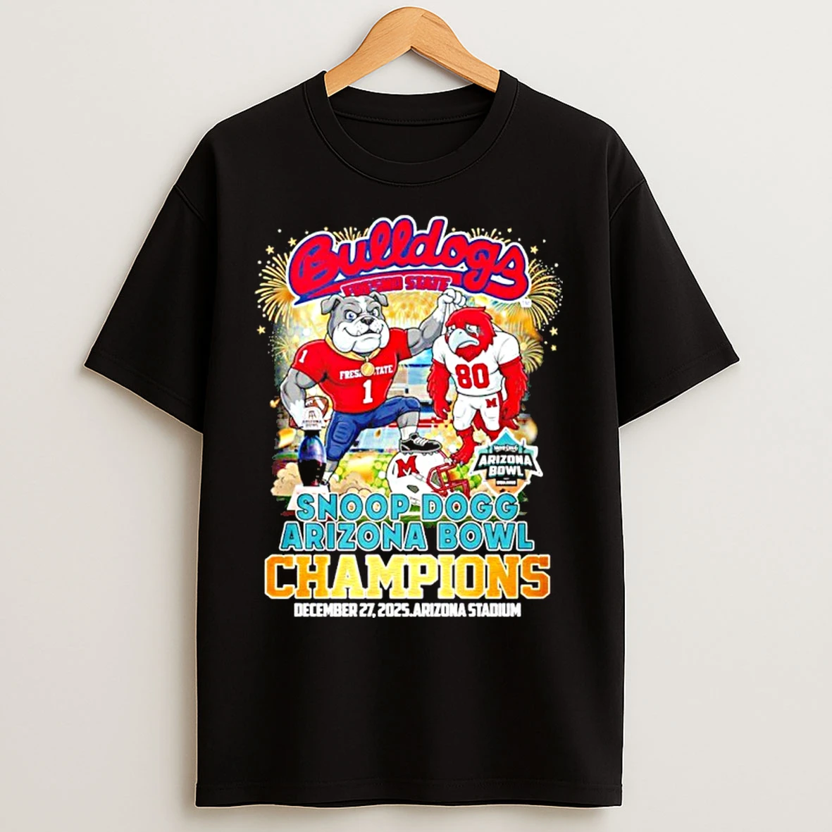 Classic Bulldogs Fresno State 2025 Snoop Dogg Arizona Bowl Champions Mascot T Shirts