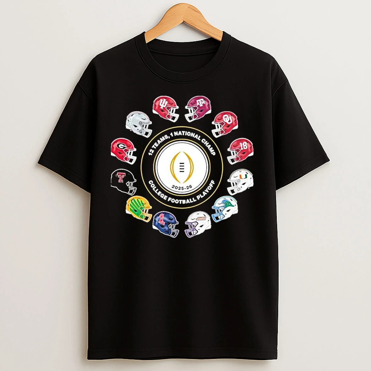 Classic Cfp 2025 2026 Exclusive 12 Teams Playoff Helmets T Shirts