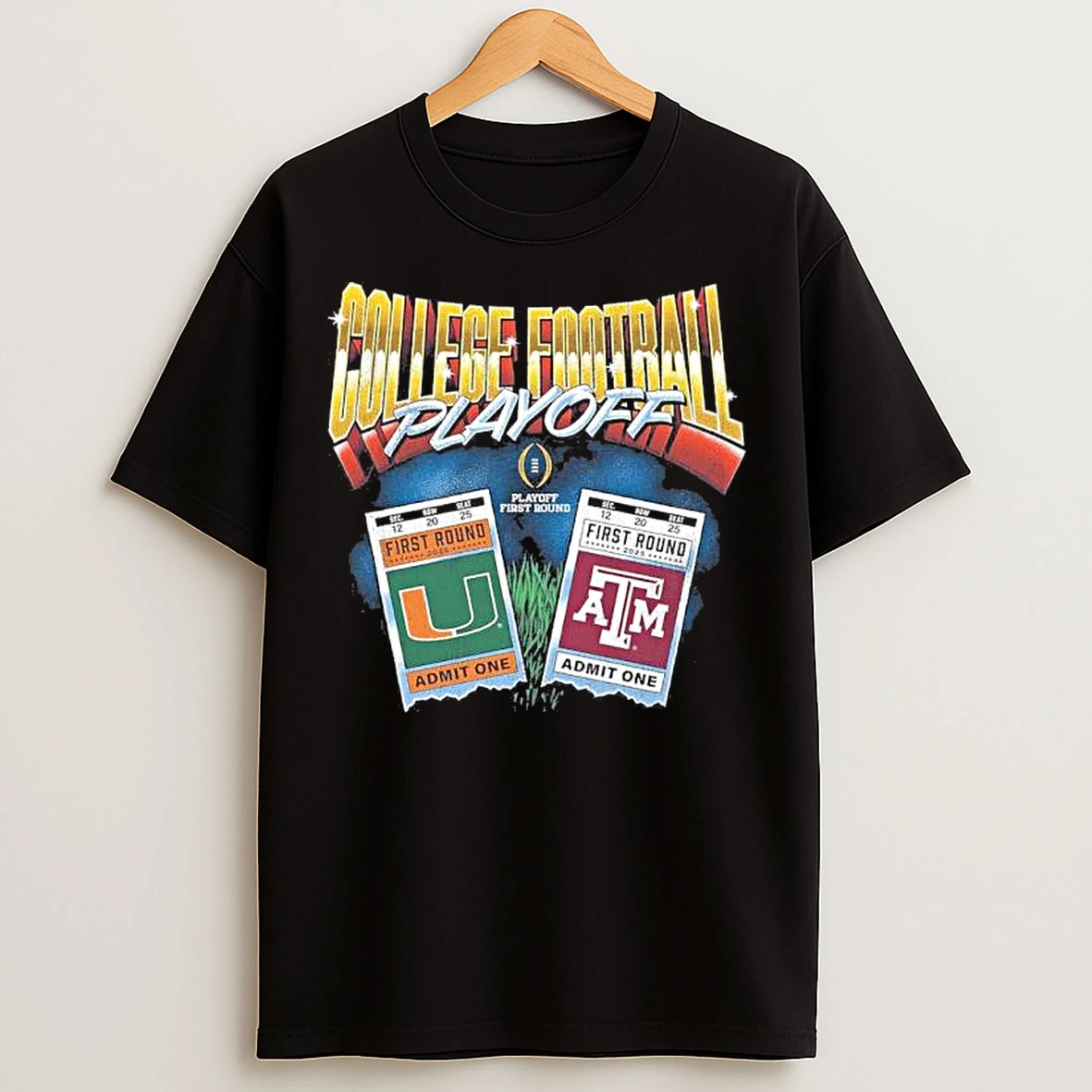 Classic Cfp First Round 2025 Texas Am Aggies Vs Miami Hurricanes Matchup Ticket T Shirts