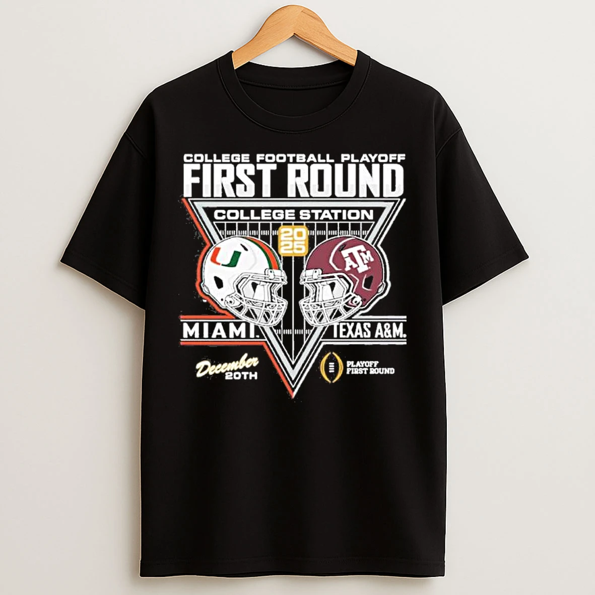 Classic Cfp First Round Miami Hurricanes Vs Texas Am Aggies Dual Helmet T Shirts