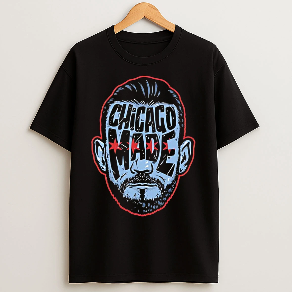 Classic Cm Punk Chicago Made Big Face Silhouette T Shirts