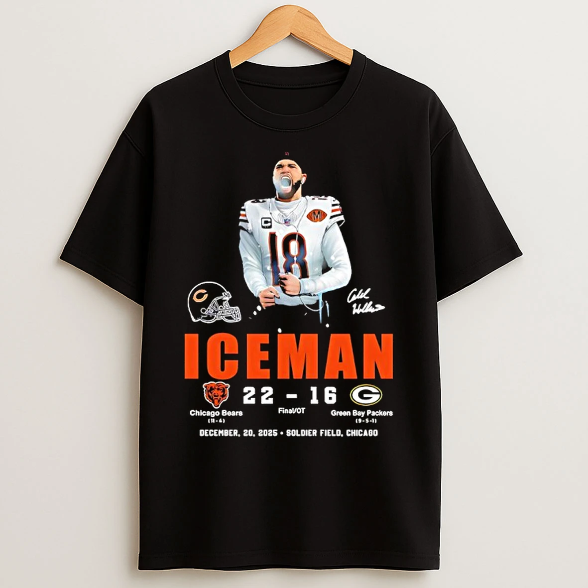 Classic Caleb Williams 18 Chicago Bears Detroys Green Bay Packers Signature T Shirts