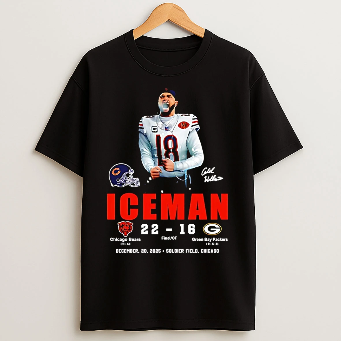 Classic Caleb Williams Chicago Bears Iceman 22 16 Packers Score T Shirts
