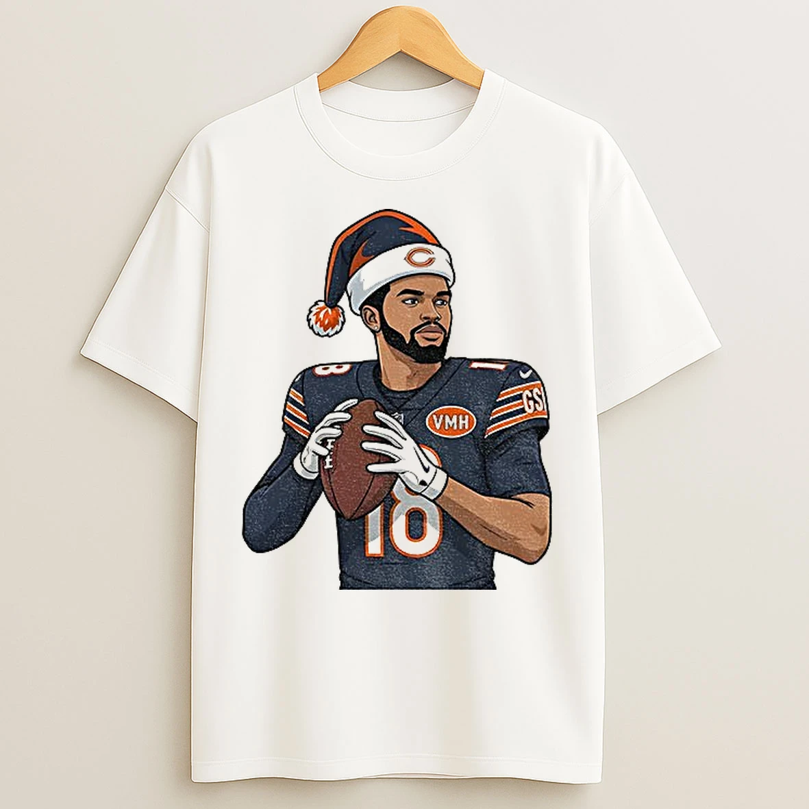 Classic Caleb Williams Chicago Bears Posing Football Nfl 2025 Christmas T Shirts