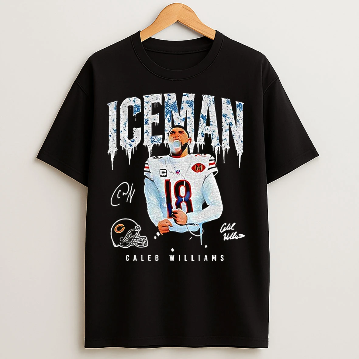 Classic Caleb Williams Iceman 18 Scream Chicago Bears Football 2025 Signature T Shirts