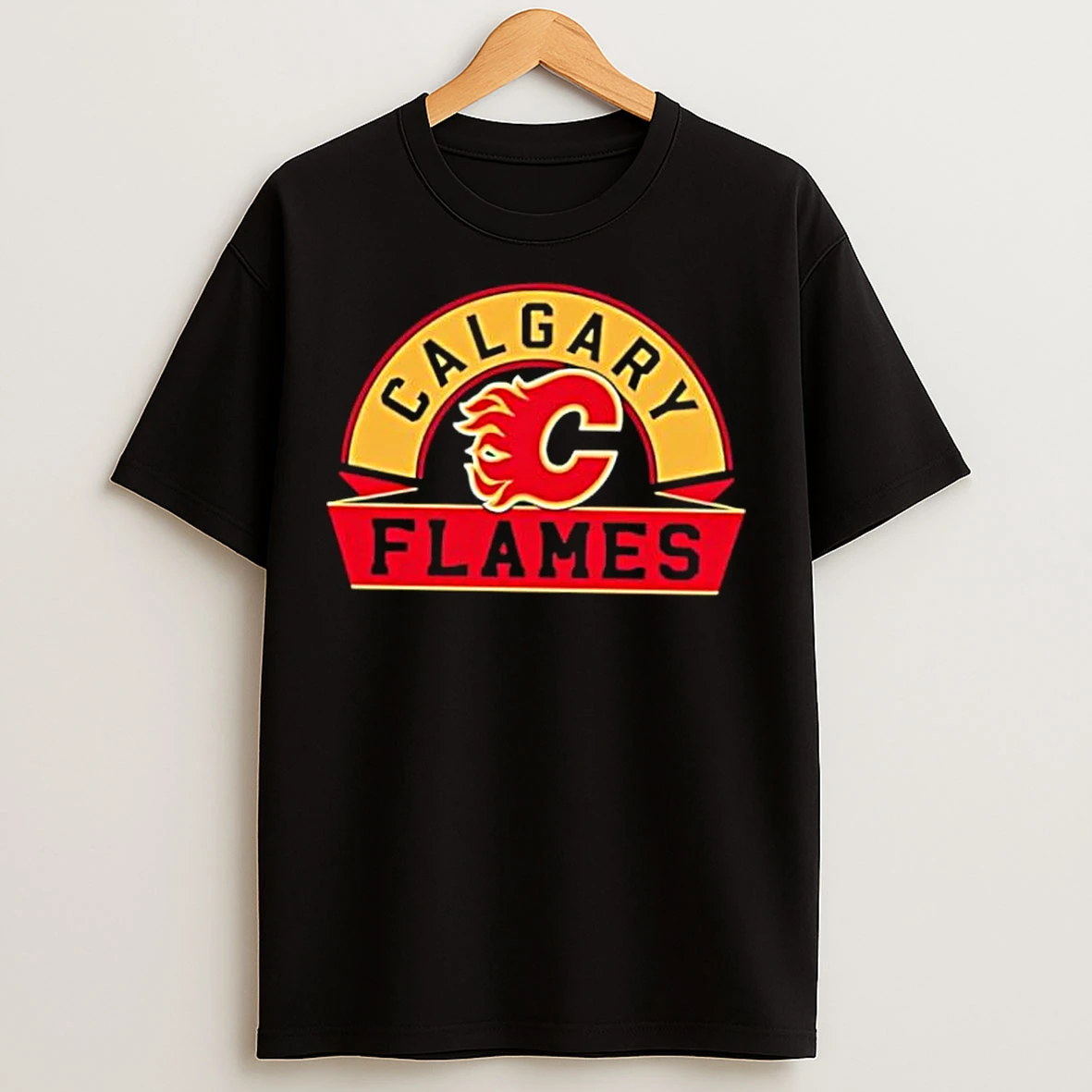 Classic Calgary Flames Black Richmond Banner T Shirts