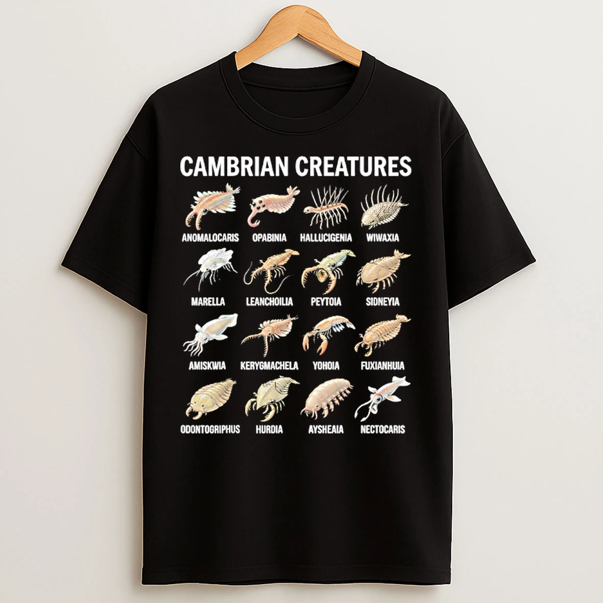 Classic Cambrian Creatures Chart Prehistoric Life Paleontology T Shirts