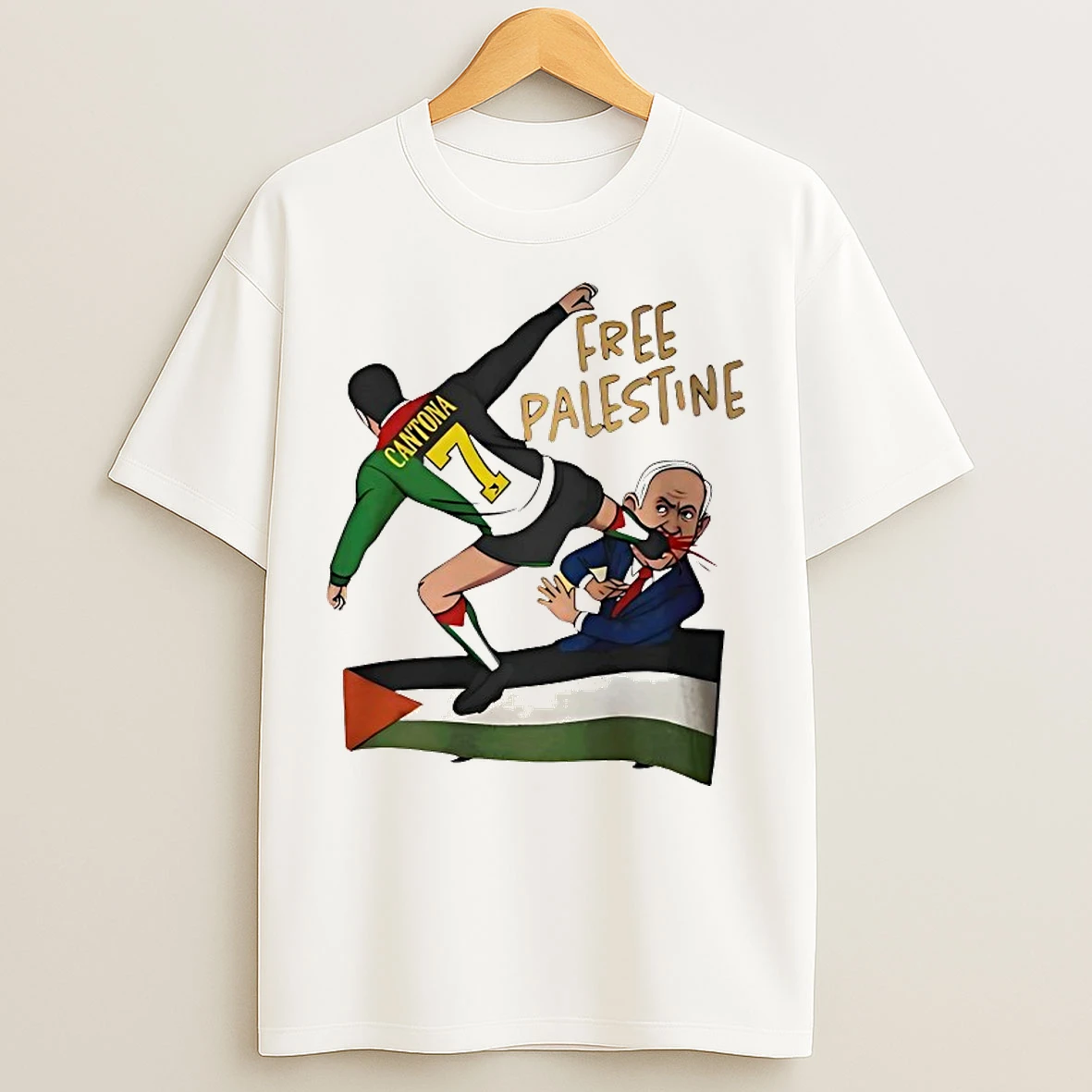 Classic Cantona Shoots Netanyahu Free Palestine T Shirts